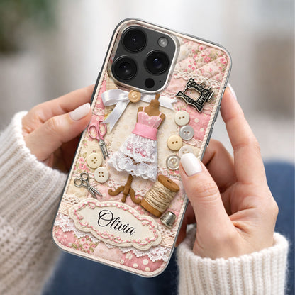 A Seamstress Works With Threads Of Love Sewing Machine And Buttons