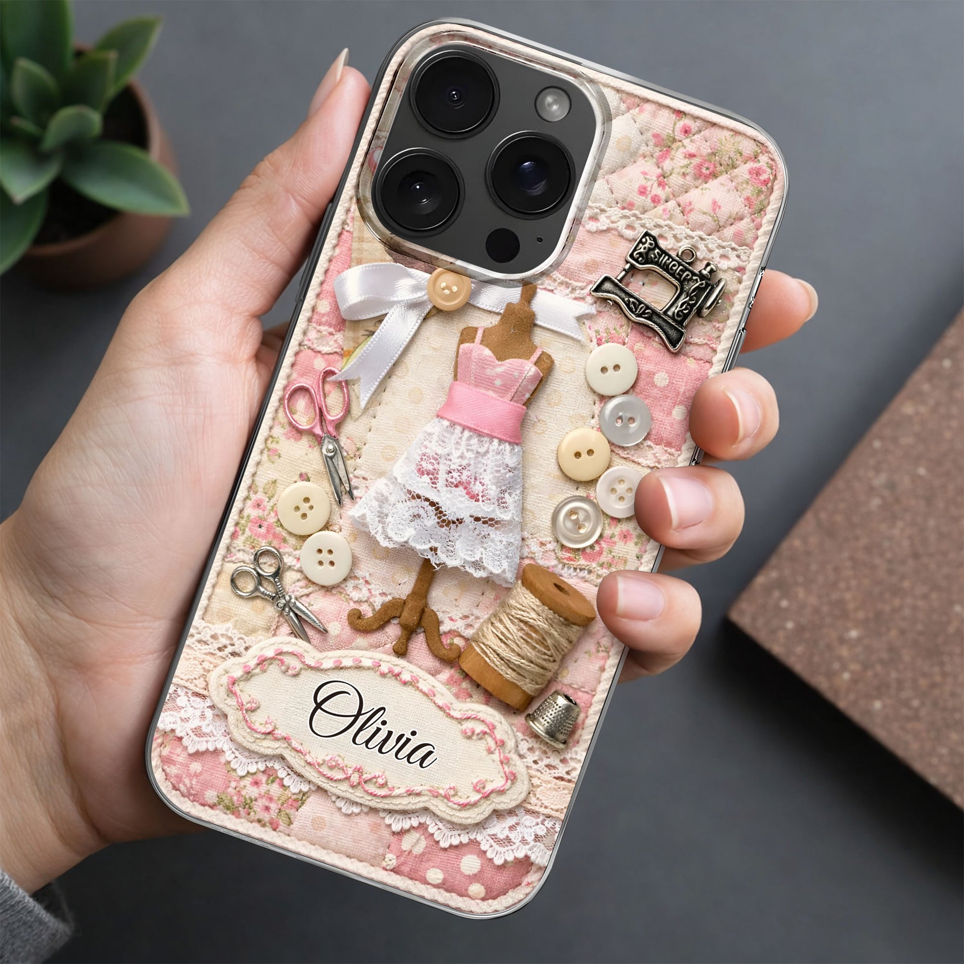 A Seamstress Works With Threads Of Love Sewing Machine And Buttons