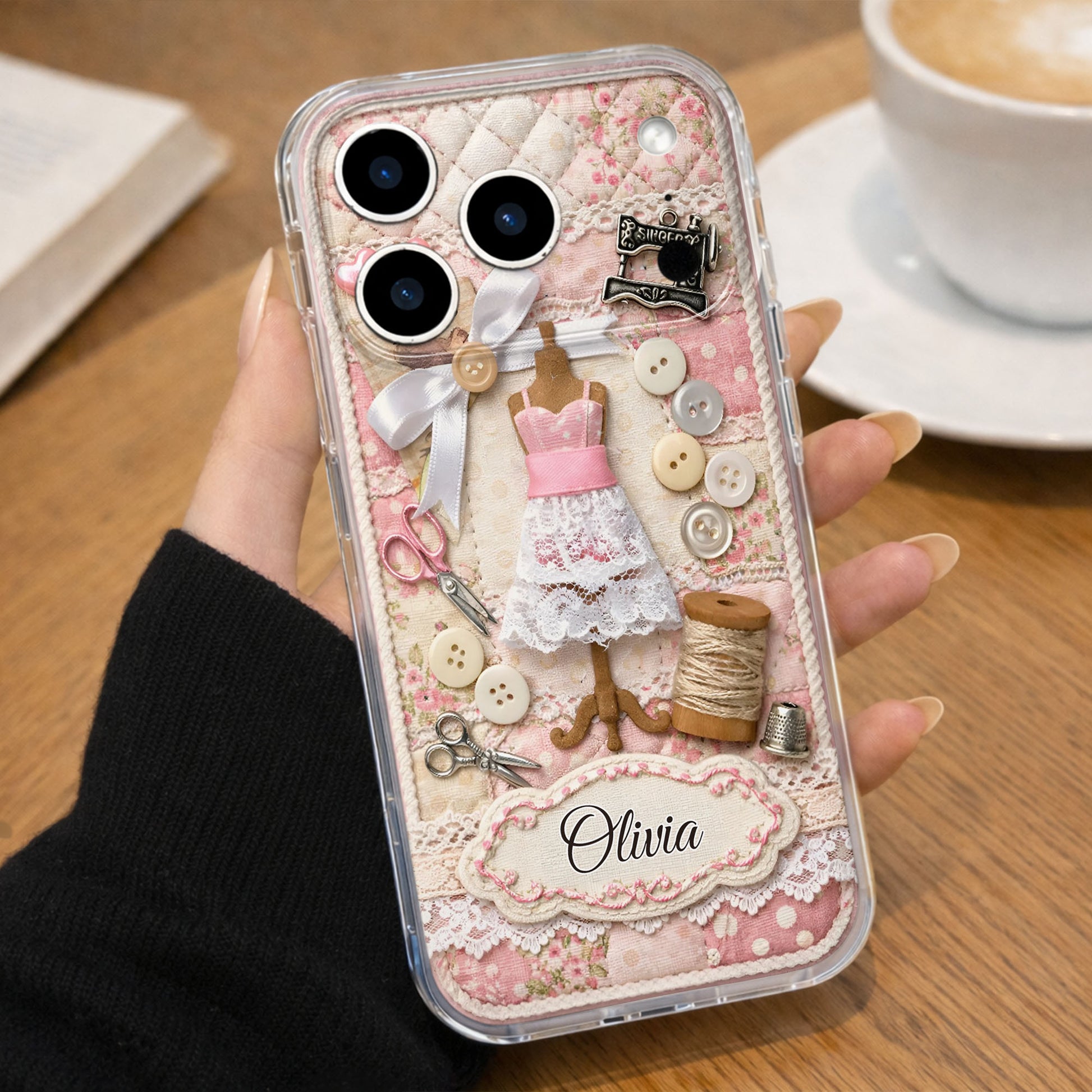 A Seamstress Works With Threads Of Love Sewing Machine And Buttons