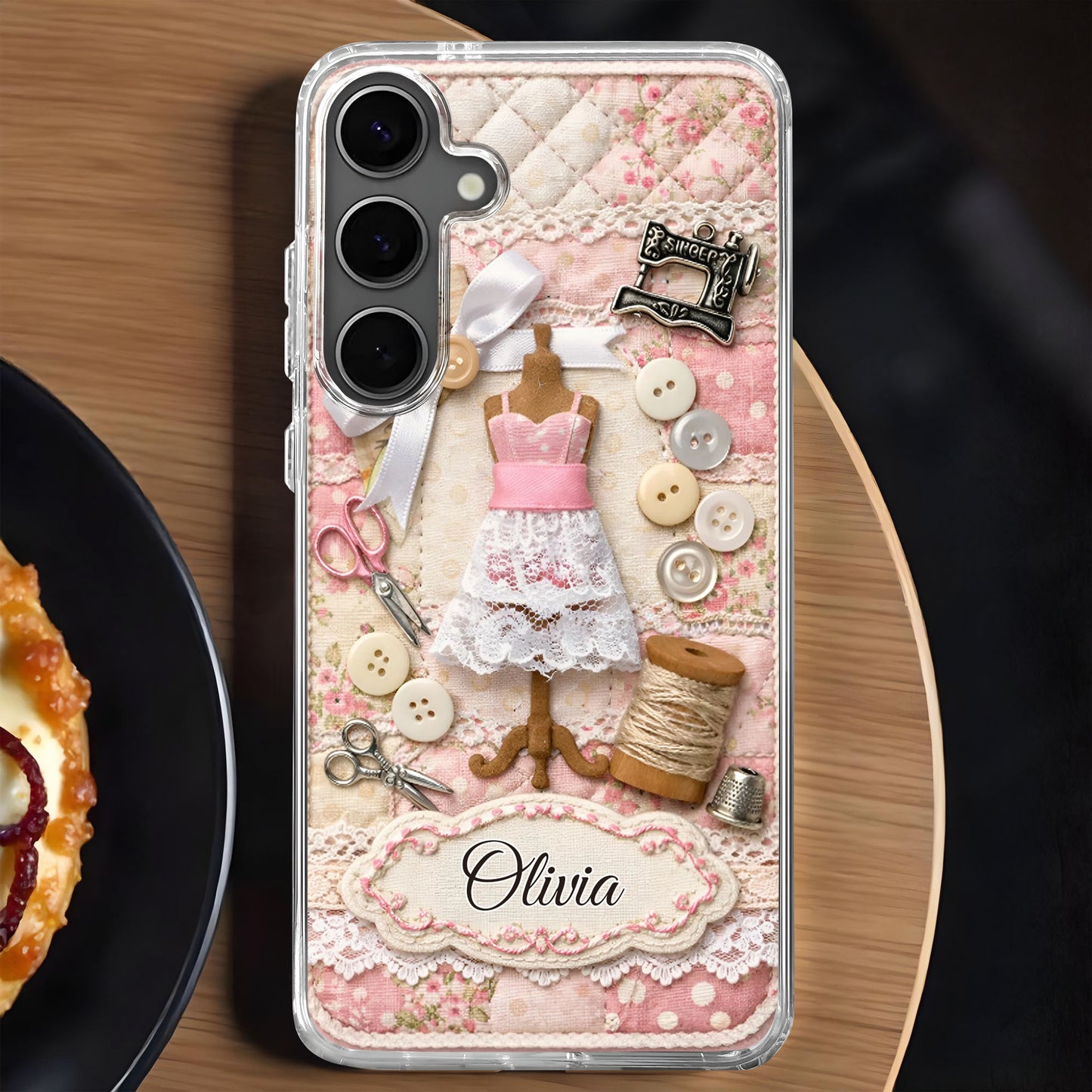 A Seamstress Works With Threads Of Love Sewing Machine And Buttons