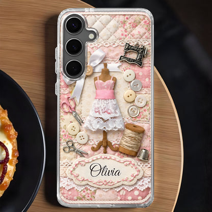 A Seamstress Works With Threads Of Love Sewing Machine And Buttons