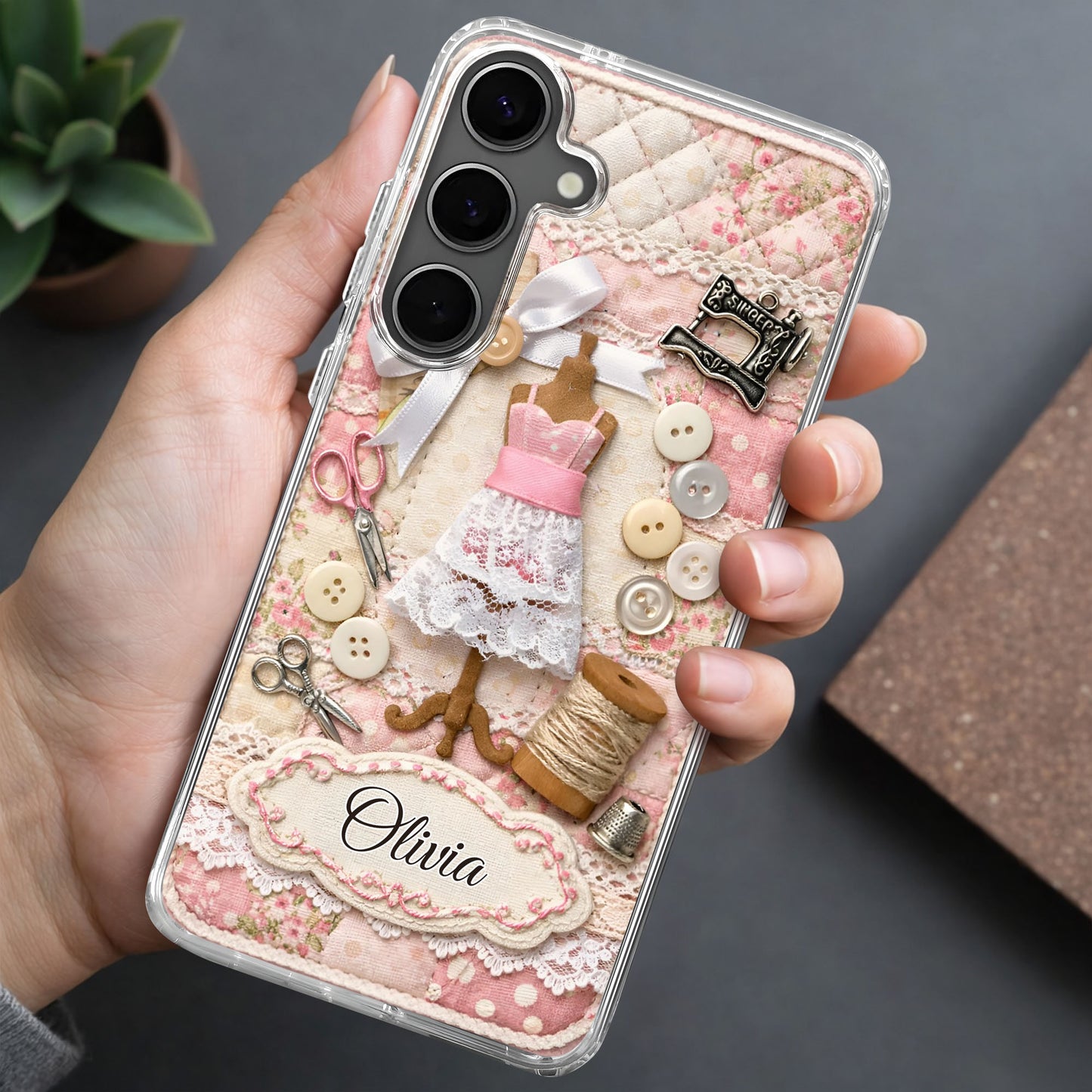 A Seamstress Works With Threads Of Love Sewing Machine And Buttons