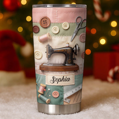 Stitching With Love And Creativity Sewing Machine With Buttons And Scissors - Personalized Custom Stainless Steel Tumbler 20oz 30oz - HAND029_TB
