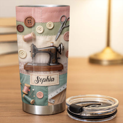 Stitching With Love And Creativity Sewing Machine With Buttons And Scissors - Personalized Custom Stainless Steel Tumbler 20oz 30oz - HAND029_TB