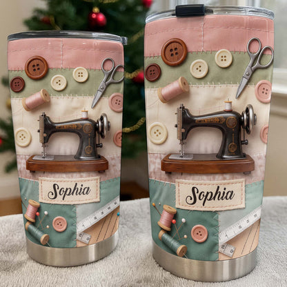 Stitching With Love And Creativity Sewing Machine With Buttons And Scissors - Personalized Custom Stainless Steel Tumbler 20oz 30oz - HAND029_TB