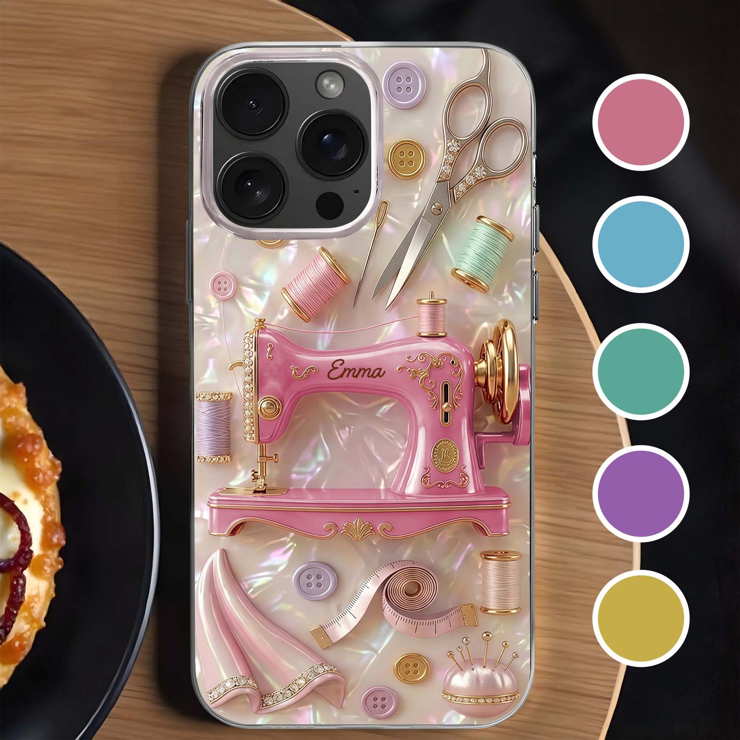 Creative Soul Finds Joy In Every Stitch Sewing Machine And Scissors - Personalized Clear Phone Case - HAND078_PHC