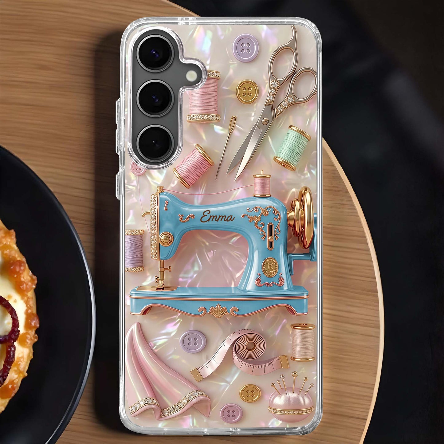 Creative Soul Finds Joy In Every Stitch Sewing Machine And Scissors - Personalized Clear Phone Case - HAND078_PHC