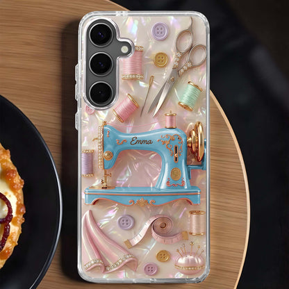 Creative Soul Finds Joy In Every Stitch Sewing Machine And Scissors - Personalized Clear Phone Case - HAND078_PHC