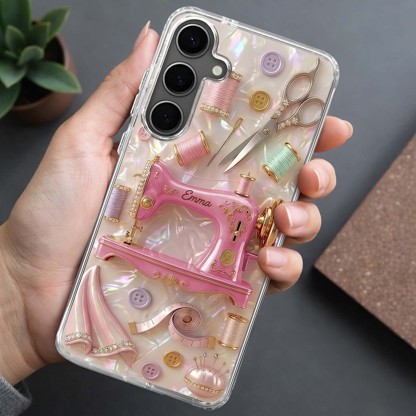 Creative Soul Finds Joy In Every Stitch Sewing Machine And Scissors - Personalized Clear Phone Case - HAND078_PHC