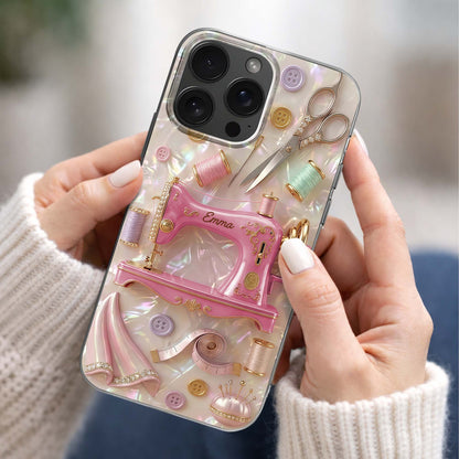 Creative Soul Finds Joy In Every Stitch Sewing Machine And Scissors - Personalized Clear Phone Case - HAND078_PHC
