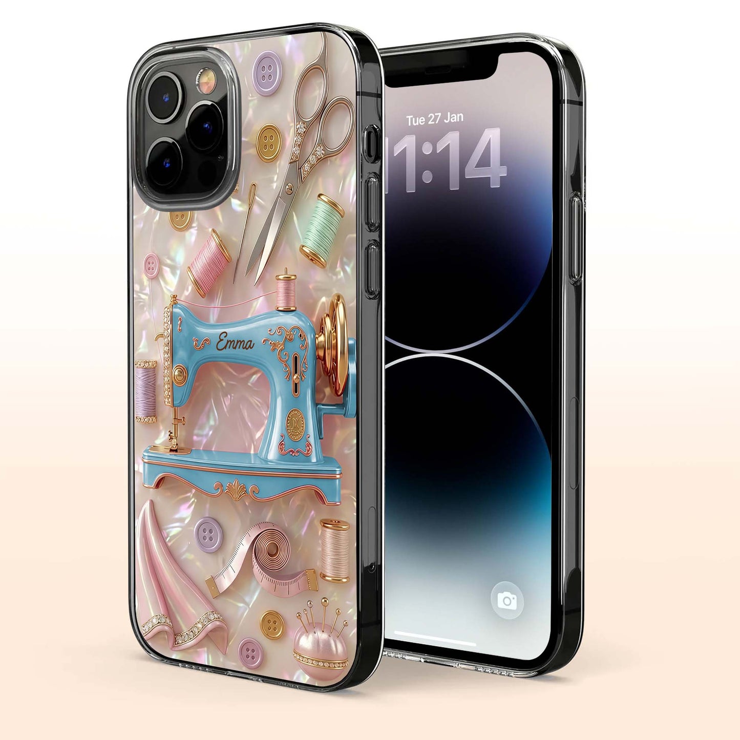 Creative Soul Finds Joy In Every Stitch Sewing Machine And Scissors - Personalized Clear Phone Case - HAND078_PHC