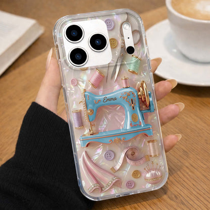 Creative Soul Finds Joy In Every Stitch Sewing Machine And Scissors - Personalized Clear Phone Case - HAND078_PHC