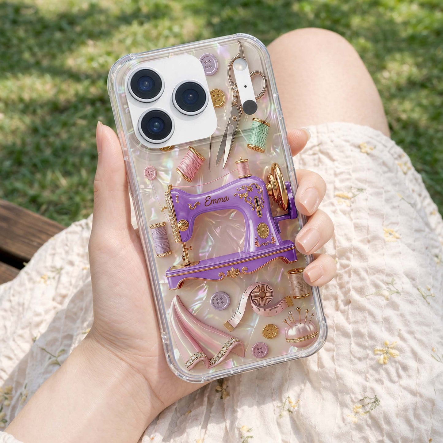 Creative Soul Finds Joy In Every Stitch Sewing Machine And Scissors - Personalized Clear Phone Case - HAND078_PHC