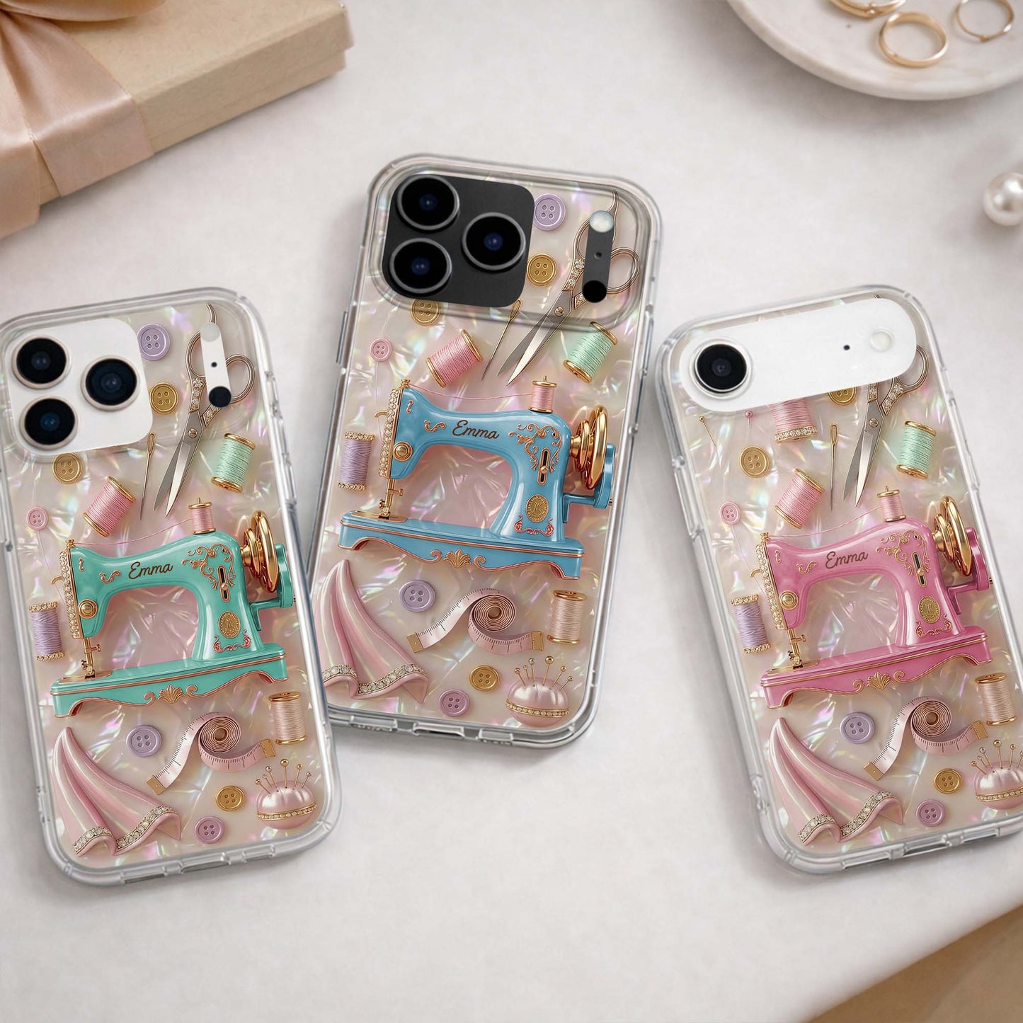 Creative Soul Finds Joy In Every Stitch Sewing Machine And Scissors - Personalized Clear Phone Case - HAND078_PHC