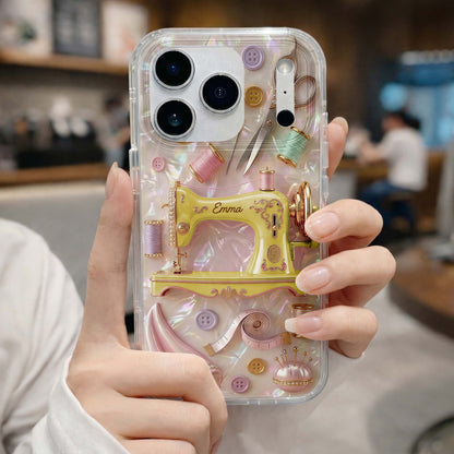 Creative Soul Finds Joy In Every Stitch Sewing Machine And Scissors - Personalized Clear Phone Case - HAND078_PHC