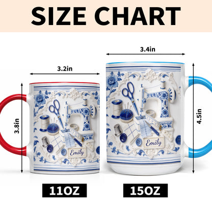 Creativity Unraveled In Every Stitch Yarn And Knitting Tools Toile De Jouy Style - Personalized Custom Accent Mug - HAND115_AMUG