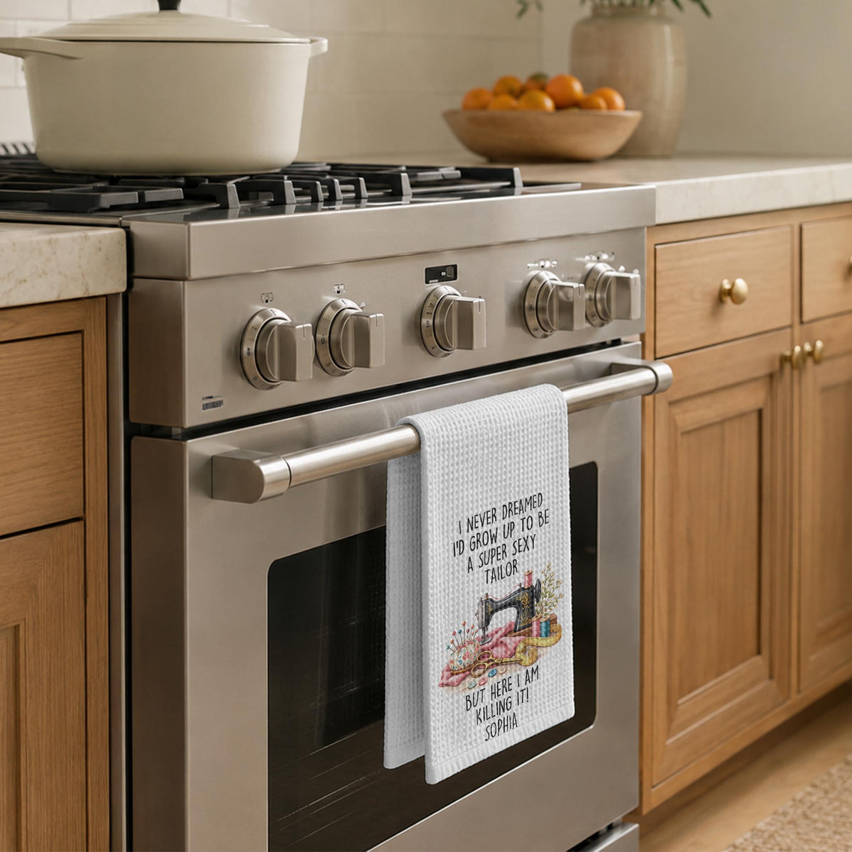 I Never Dreamed Super Sexy Tailor Sewing Machine And Scissors - Personalized Kitchen Towel - HAND197_TOWL