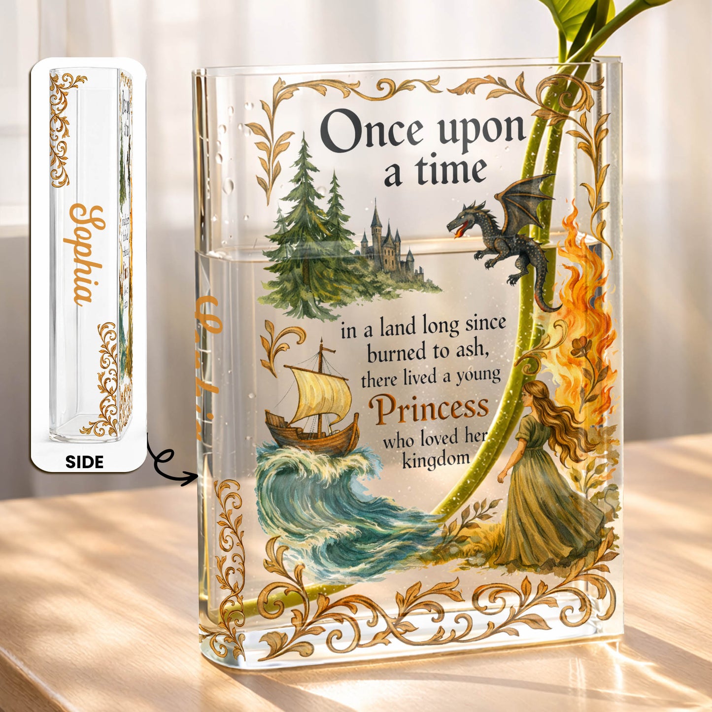 Once Upon A Time Princess Who Loved Her Kingdom With Dragon And Castle