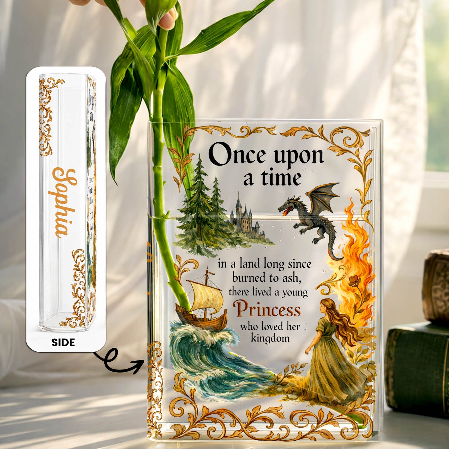 Once Upon A Time Princess Who Loved Her Kingdom With Dragon And Castle