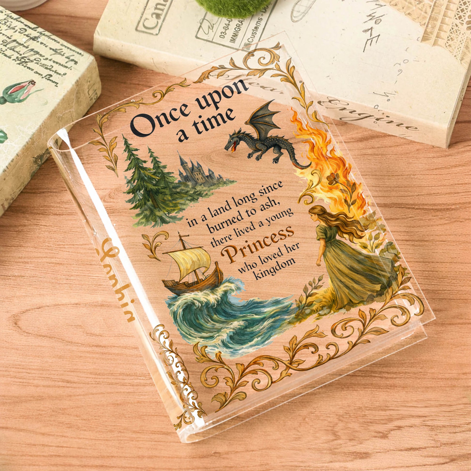 Once Upon A Time Princess Who Loved Her Kingdom With Dragon And Castle