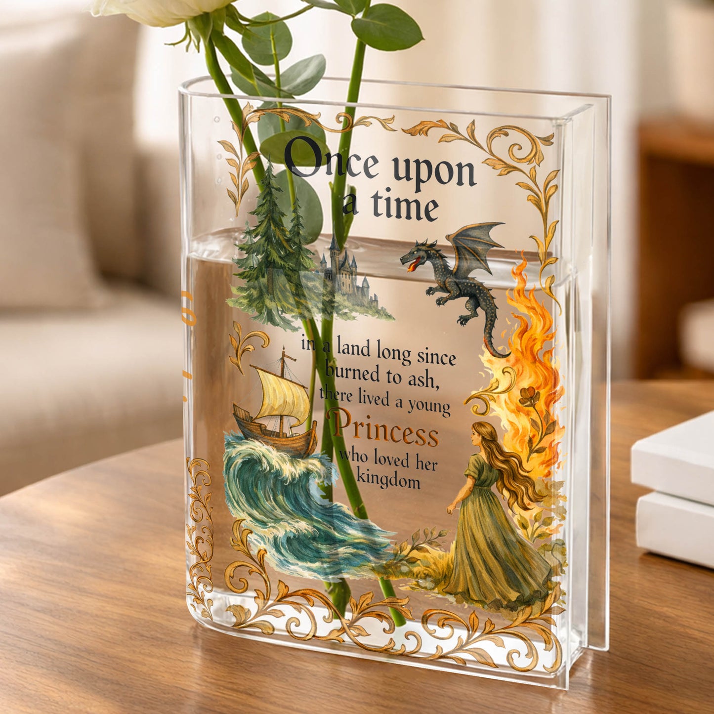 Once Upon A Time Princess Who Loved Her Kingdom With Dragon And Castle