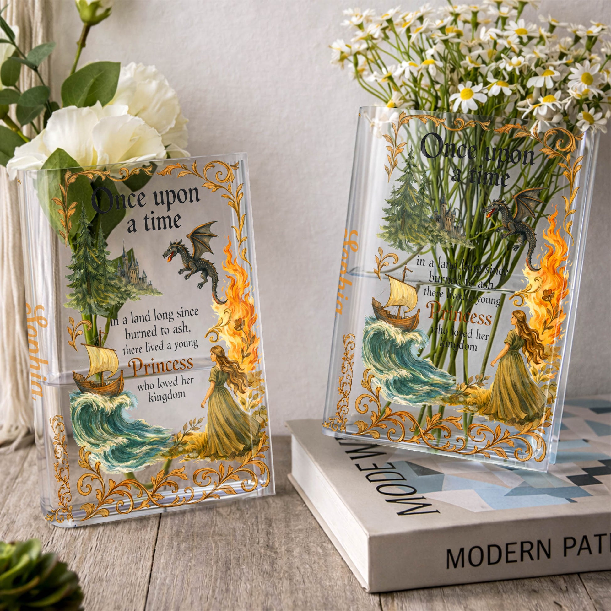 Once Upon A Time Princess Who Loved Her Kingdom With Dragon And Castle