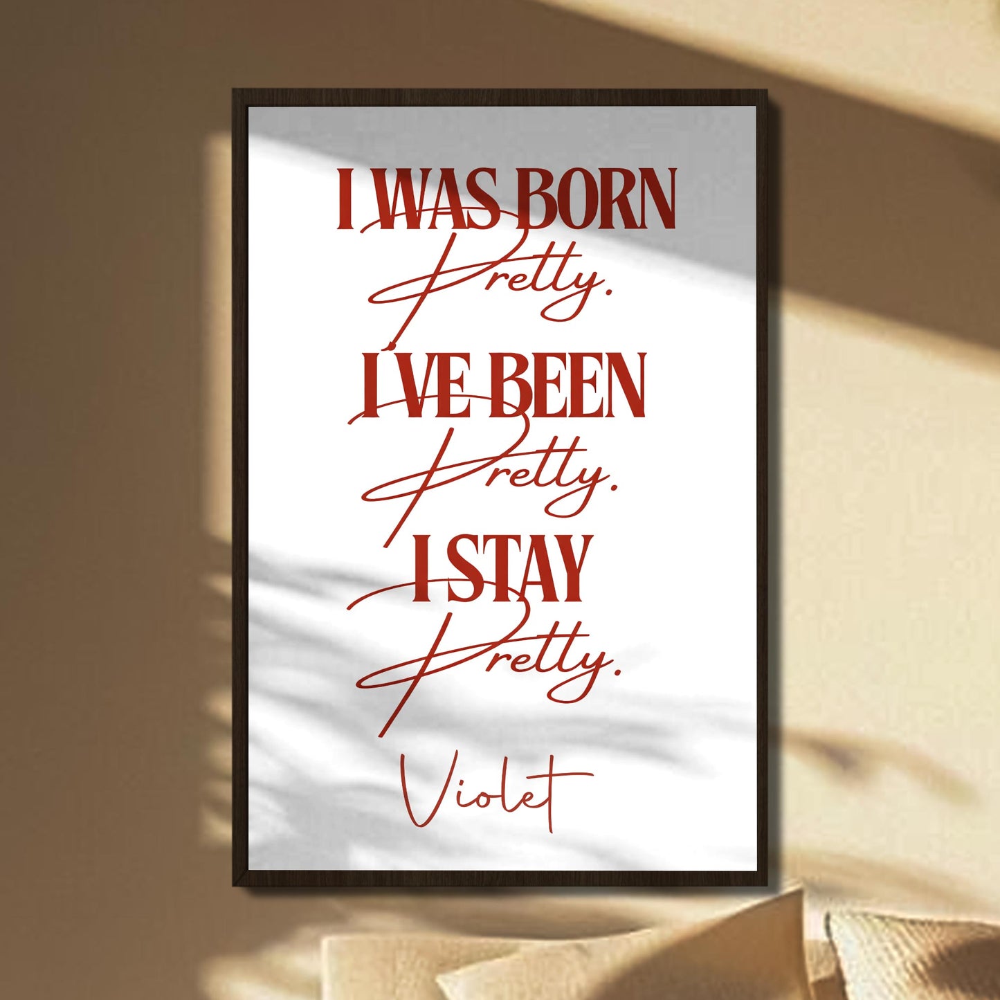 I Was Born Pretty Pink Stripes And Typography - Personalized Custom Vertical Poster - HER004_VPOS