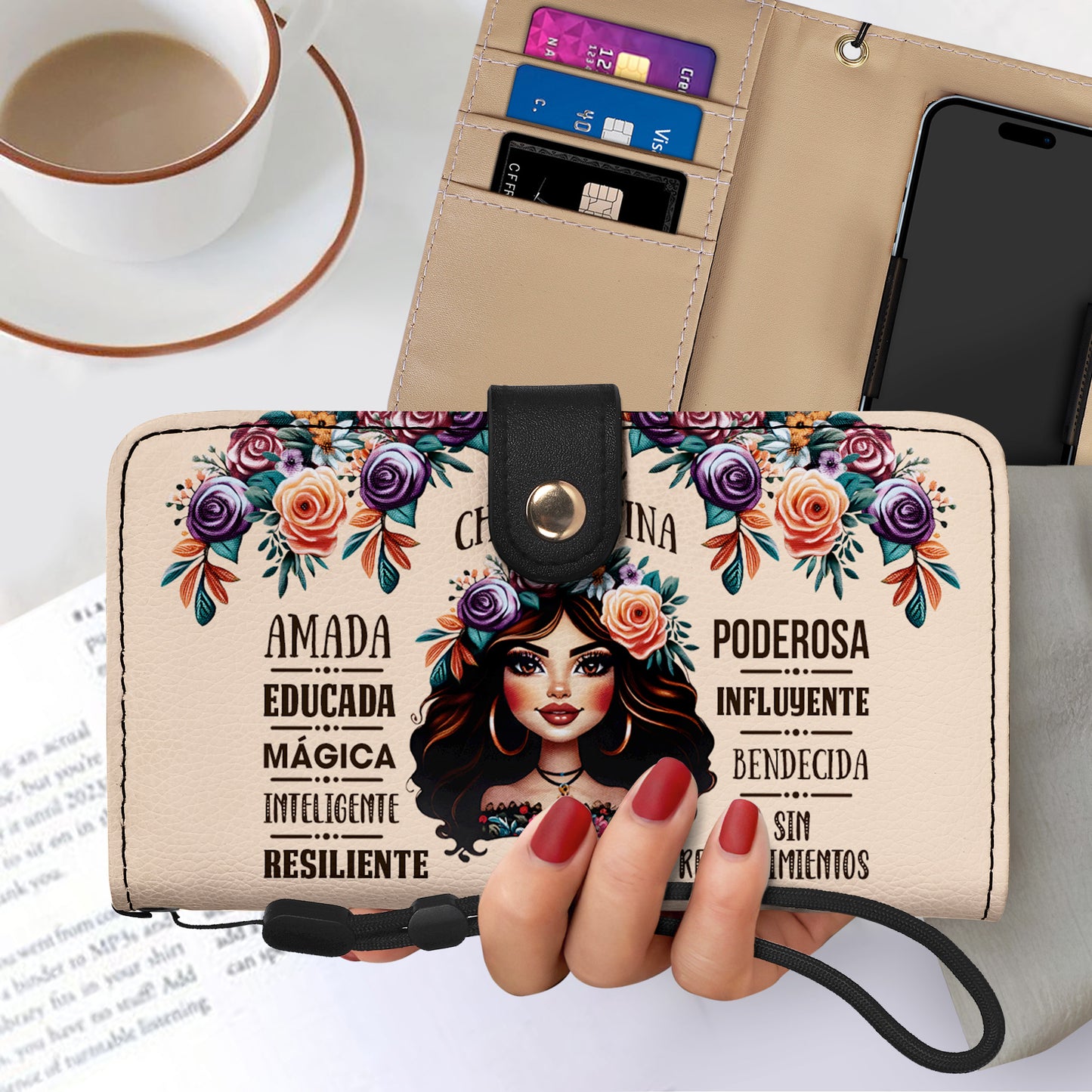 Soy Una Chica Latina - Cartera de cuero personalizada para teléfono - HG02PW