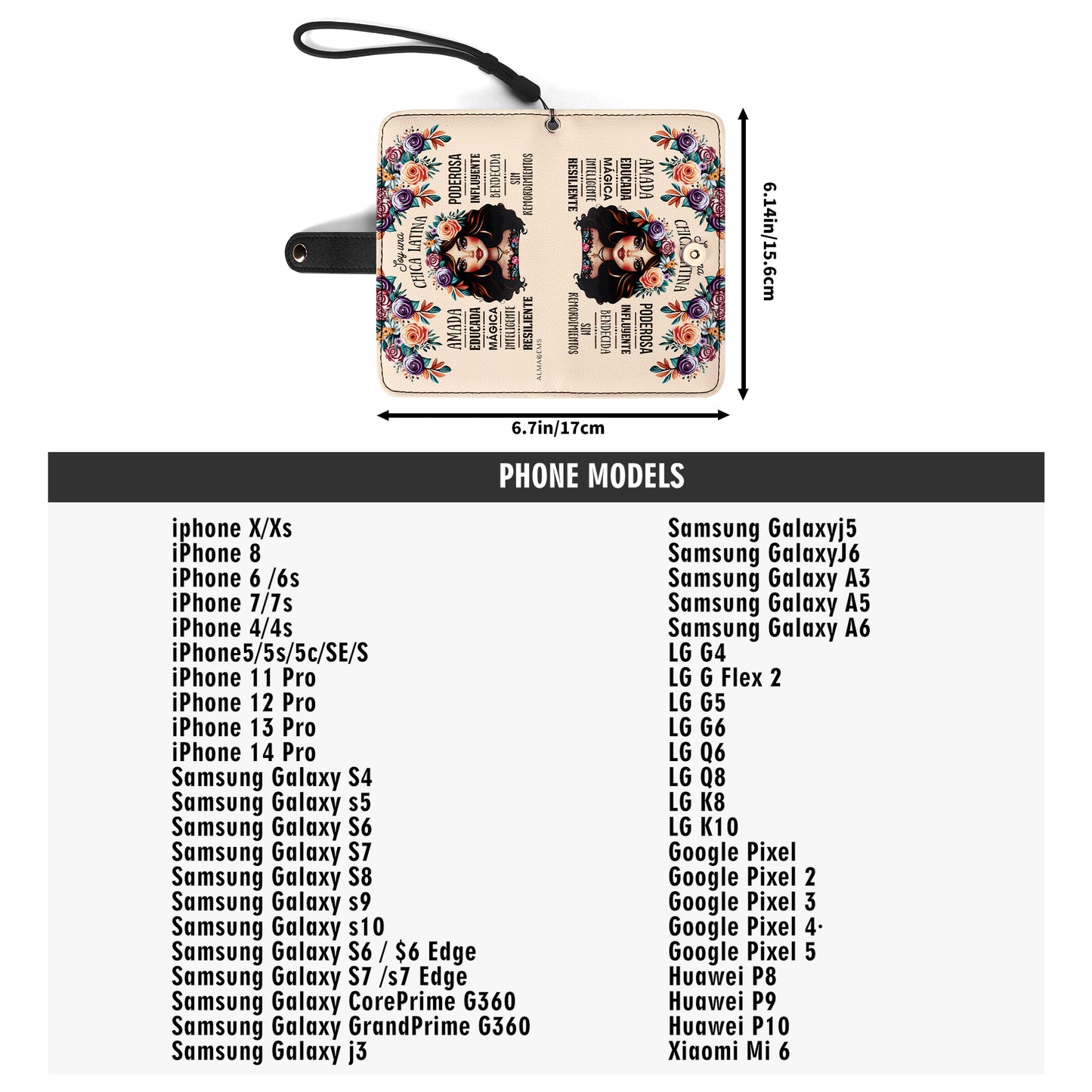 Soy Una Chica Latina - Cartera de cuero personalizada para teléfono - HG02PW