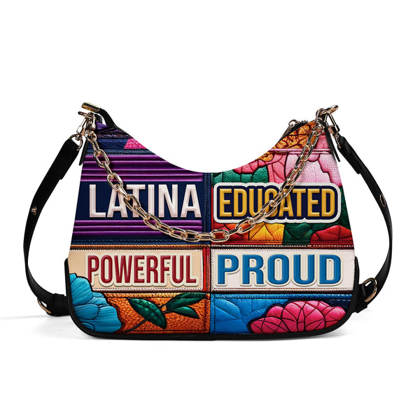Bolso de mano con cadena personalizada, educado, poderoso y orgulloso - HG29CH