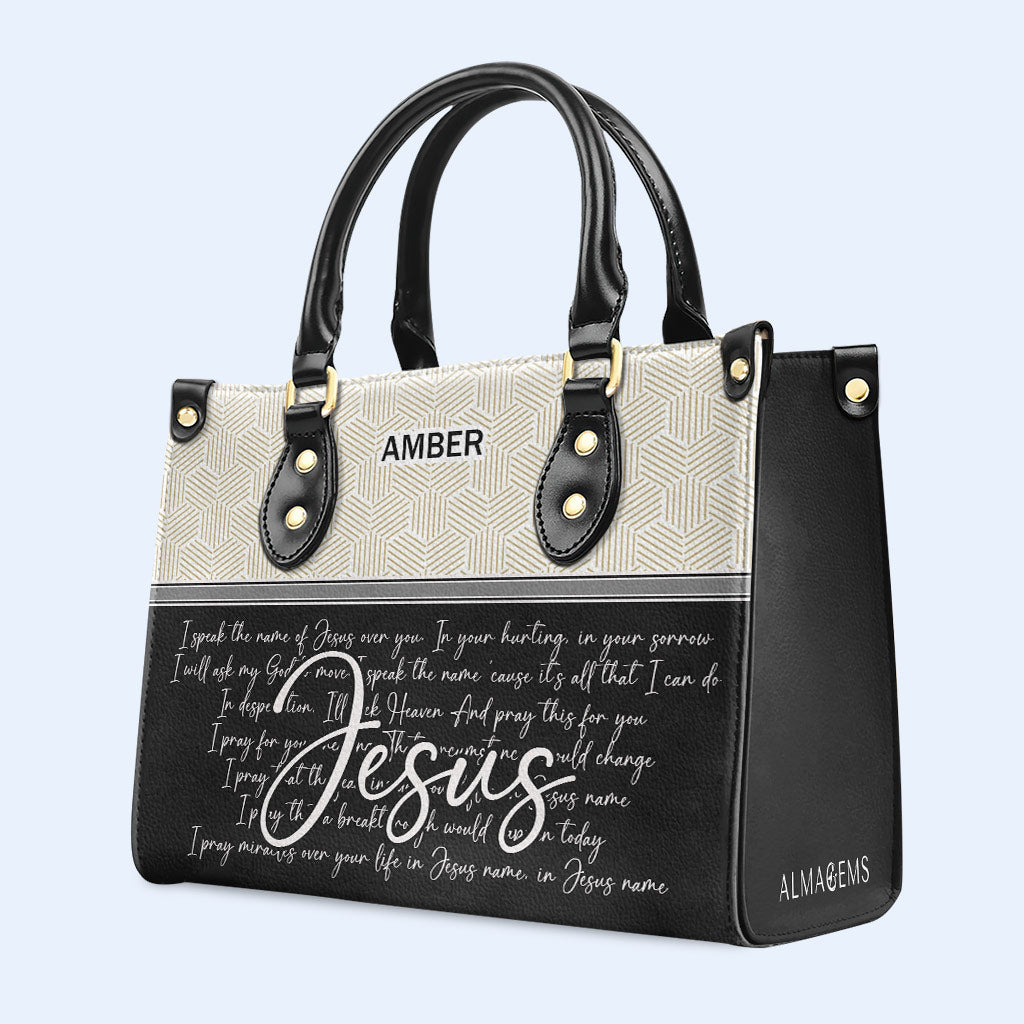 Hablo en el nombre de Jesús - Bolso de mano de cuero personalizado - HG42