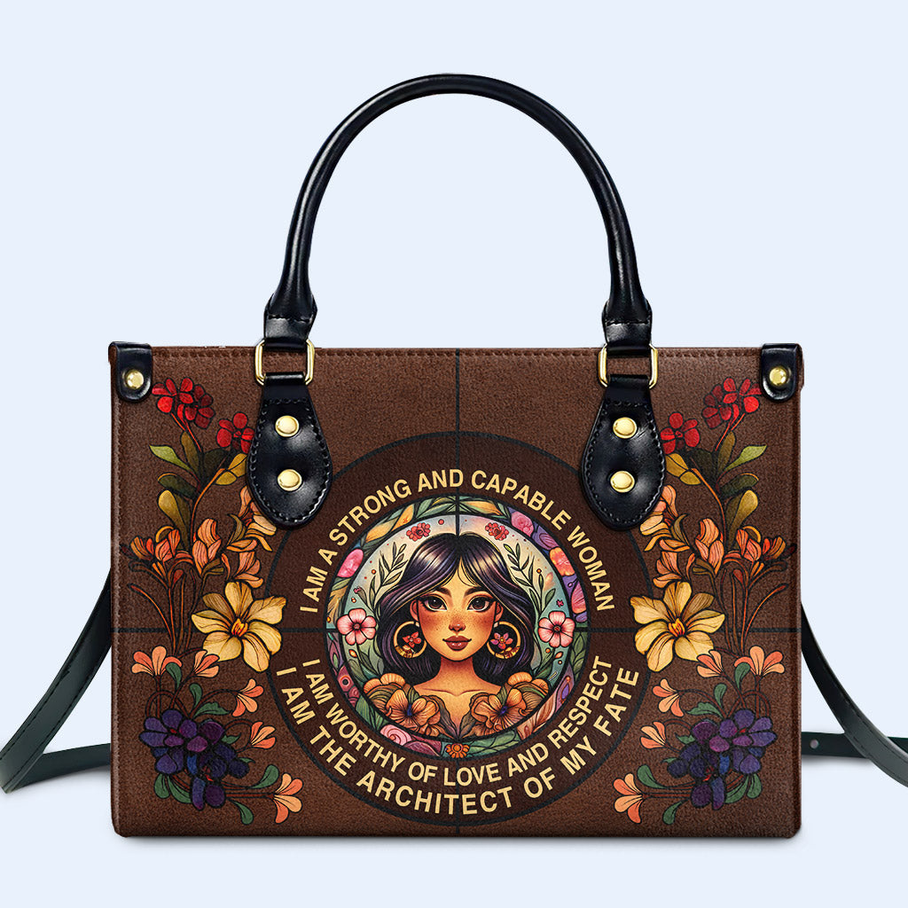 Soy una mujer fuerte y capaz - Bolso de piel personalizado - HG49