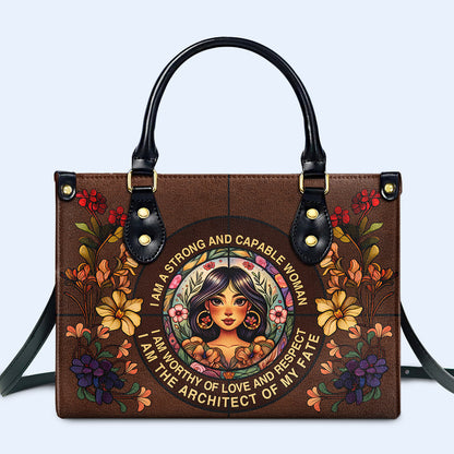 Soy una mujer fuerte y capaz - Bolso de piel personalizado - HG49