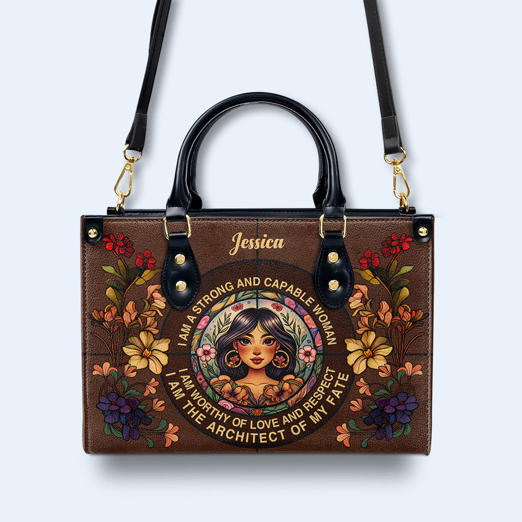 Soy una mujer fuerte y capaz - Bolso de piel personalizado - HG49