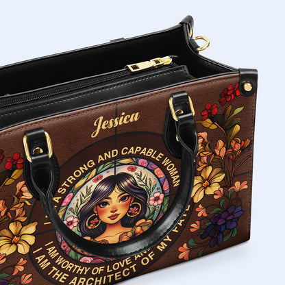 Soy una mujer fuerte y capaz - Bolso de piel personalizado - HG49
