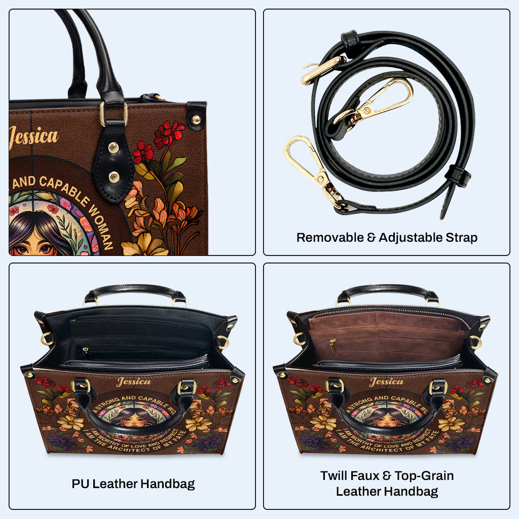 Soy una mujer fuerte y capaz - Bolso de piel personalizado - HG49