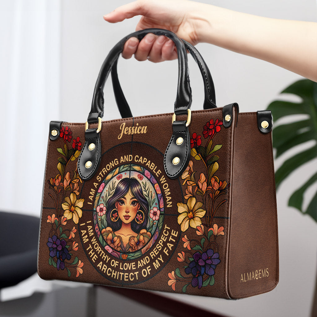Soy una mujer fuerte y capaz - Bolso de piel personalizado - HG49