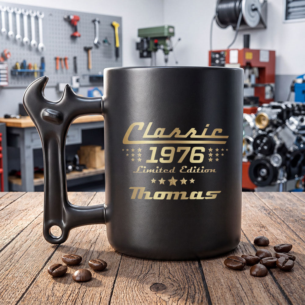 Classic Limited Edition Wrench Handle Personalized Coffee Mug - Personalized Coffee Mug With Wrench Spanner Handle - HIM030_WREMU