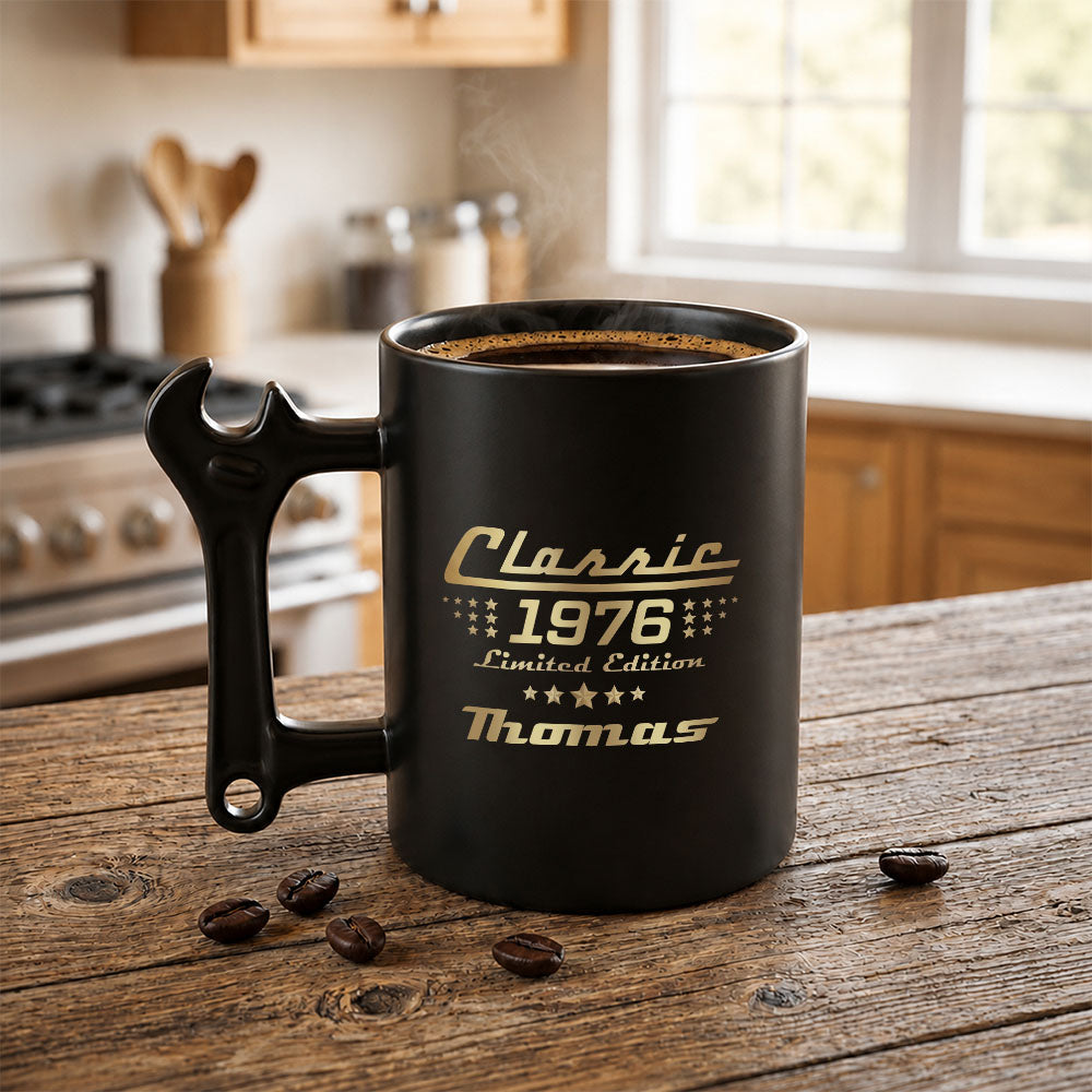 Classic Limited Edition Wrench Handle Personalized Coffee Mug - Personalized Coffee Mug With Wrench Spanner Handle - HIM030_WREMU