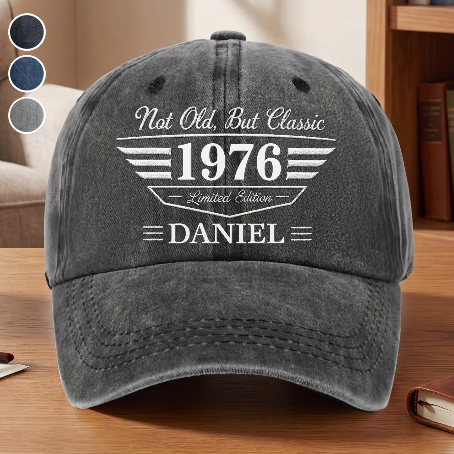 Not Old But Classic Limited Edition Personalized Wings Shield - Personalized Custom Washed Denim Cap - HIM034_WDCAP