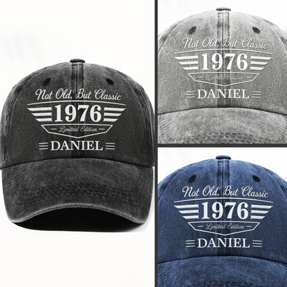 Not Old But Classic Limited Edition Personalized Wings Shield - Personalized Custom Washed Denim Cap - HIM034_WDCAP