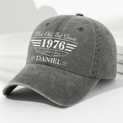 Not Old But Classic Limited Edition Personalized Wings Shield - Personalized Custom Washed Denim Cap - HIM034_WDCAP