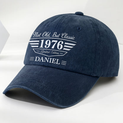 Not Old But Classic Limited Edition Personalized Wings Shield - Personalized Custom Washed Denim Cap - HIM034_WDCAP