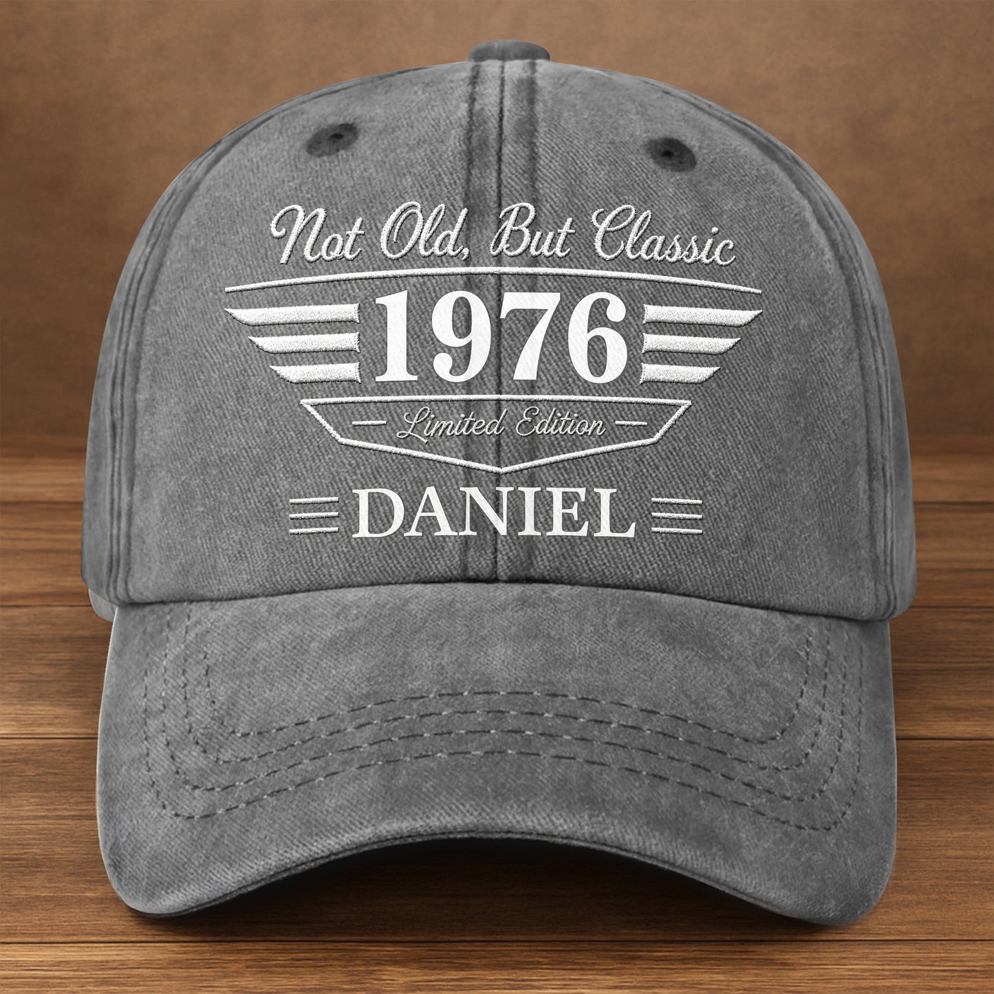 Not Old But Classic Limited Edition Personalized Wings Shield - Personalized Custom Washed Denim Cap - HIM034_WDCAP