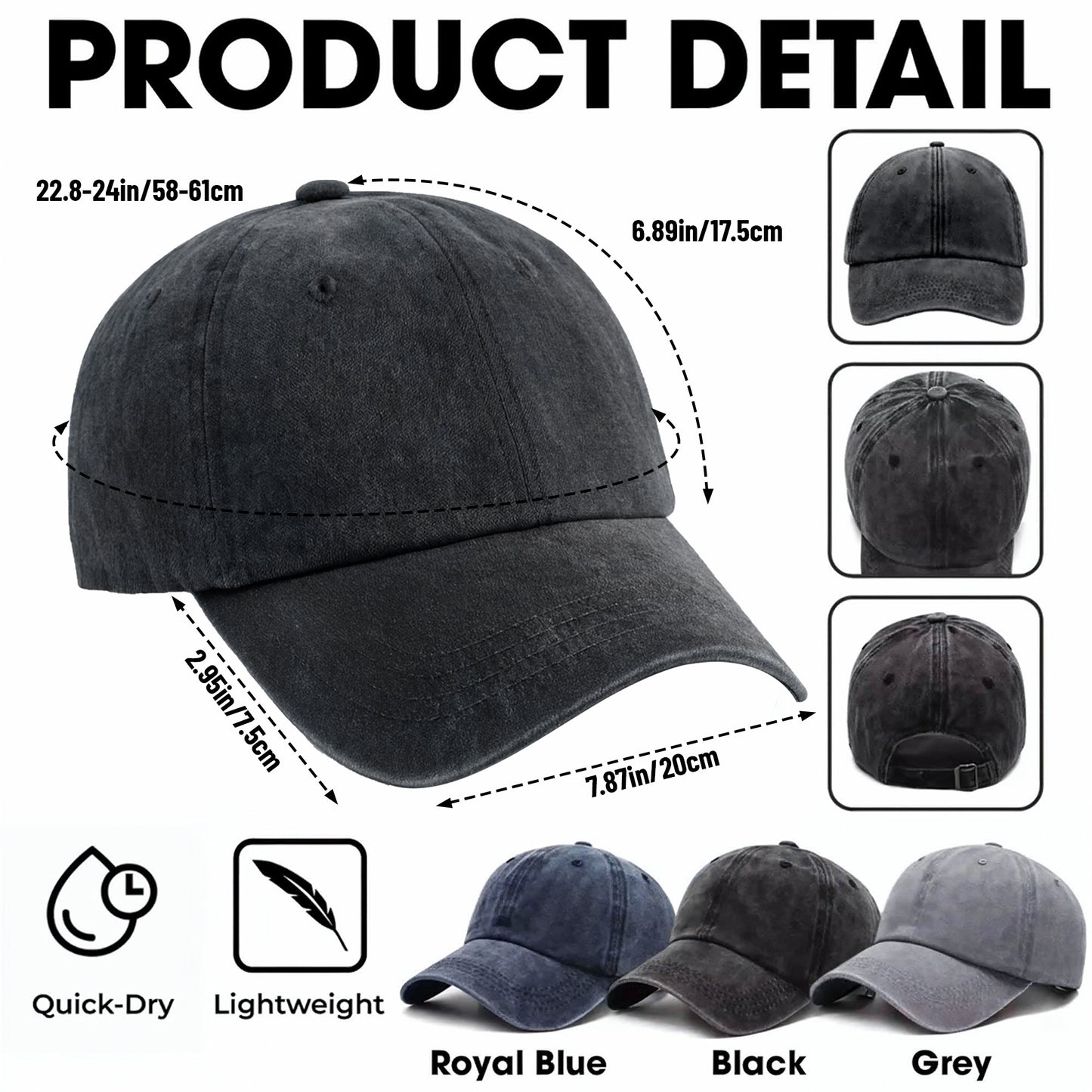 100% Grumpy Old Farts Club Lifetime Member Skull Wings - Personalized Custom Washed Denim Cap - HIM035_WDCAP