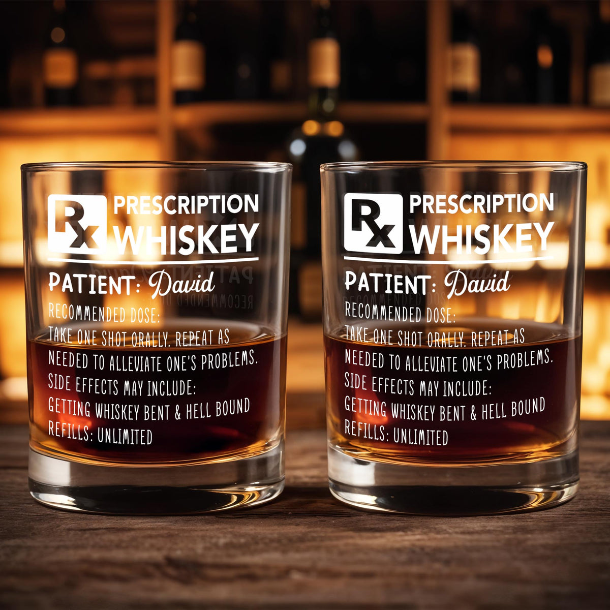Prescription Whiskey Take One Shot Orally Funny Rx Medical Design - Personalized Custom Whiskey Glass - HIM109_RWG