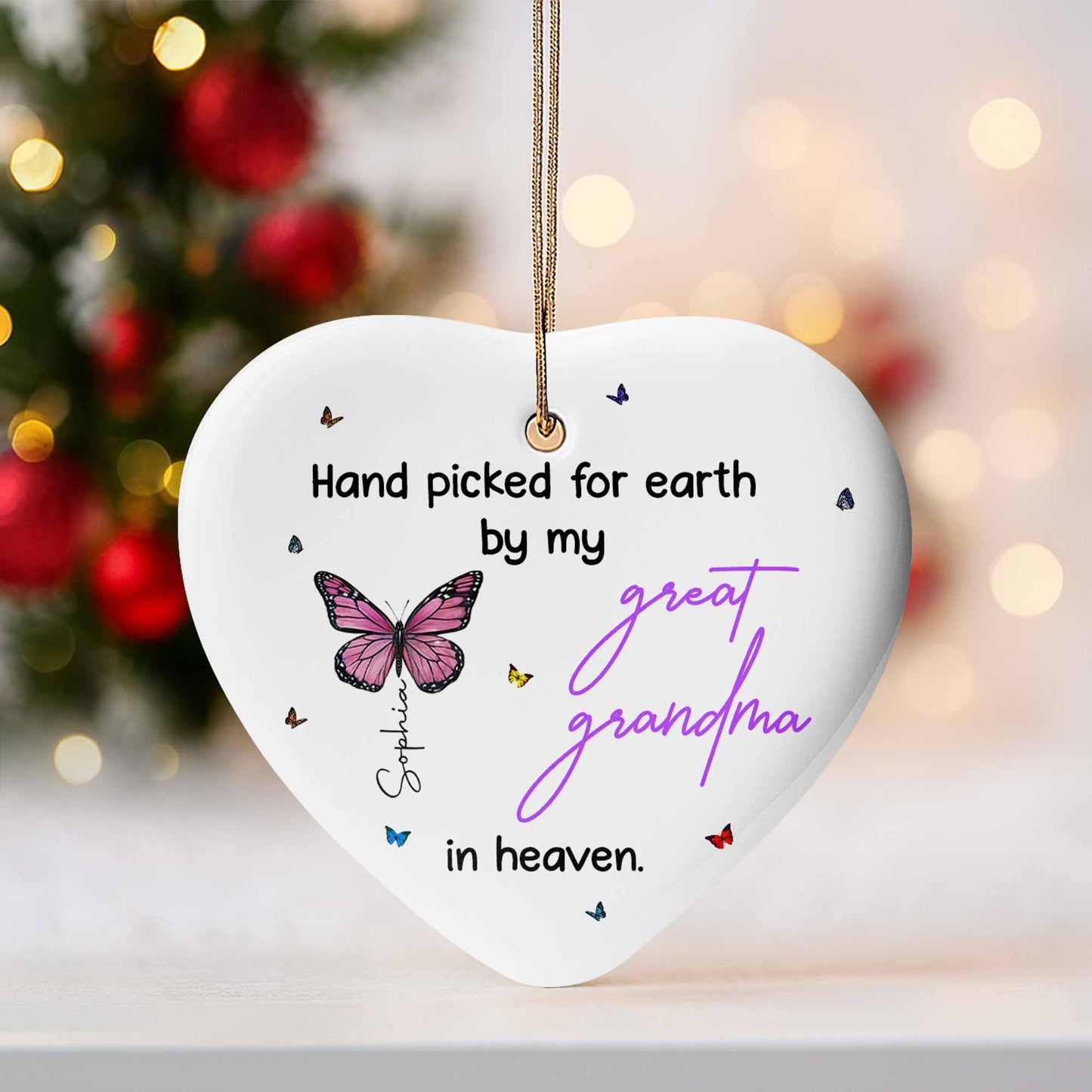Hand Picked For Earth, Butterflies Heart Ornament