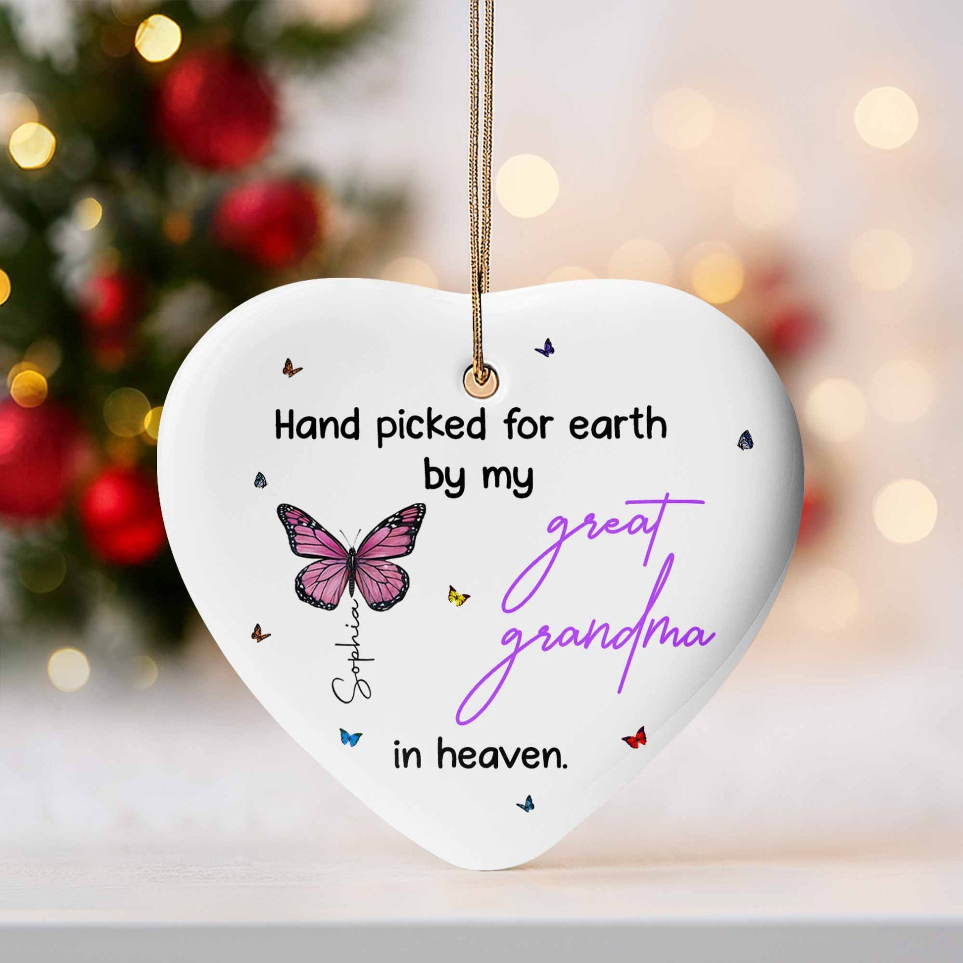 Hand Picked For Earth, Butterflies Heart Ornament