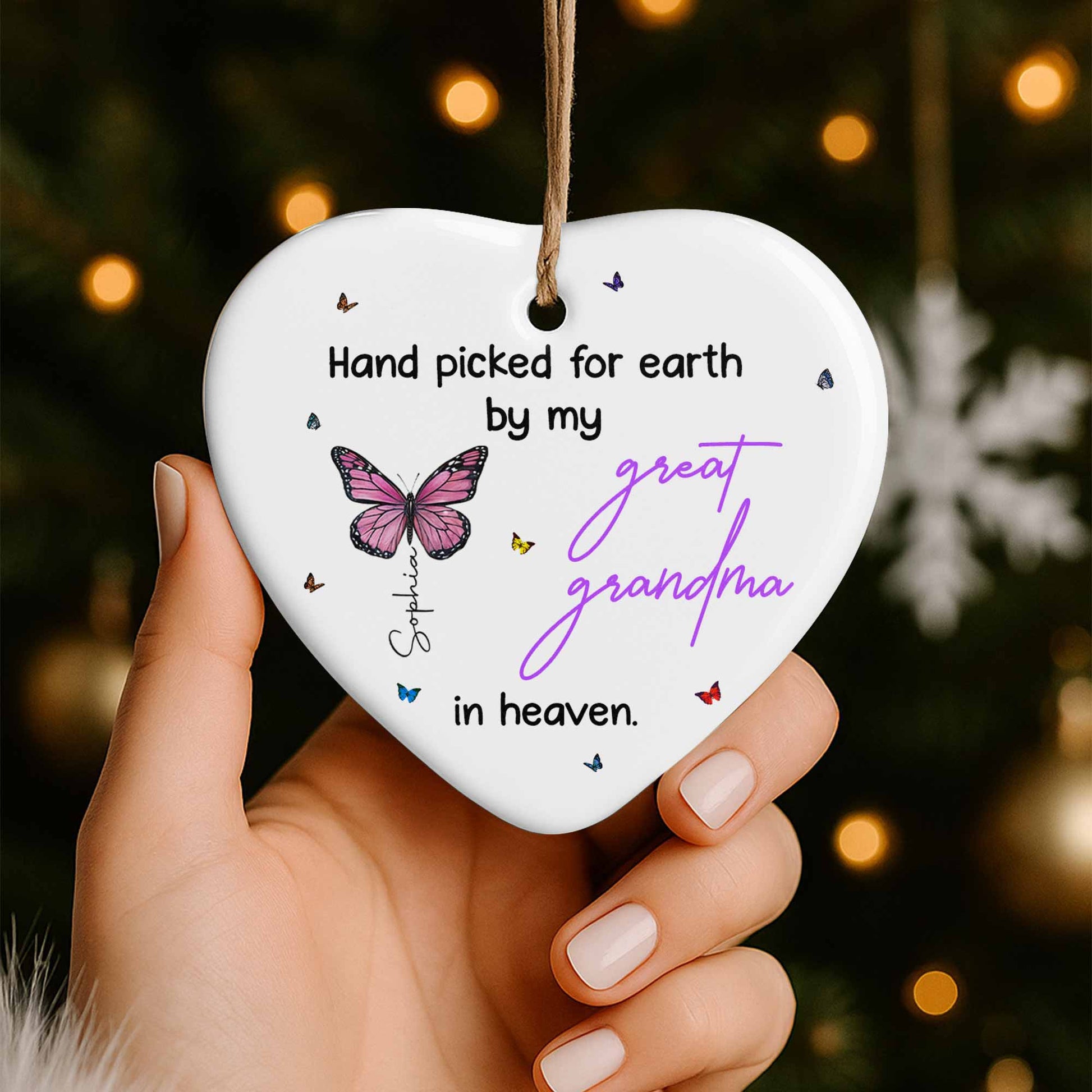 Hand Picked For Earth, Butterflies Heart Ornament