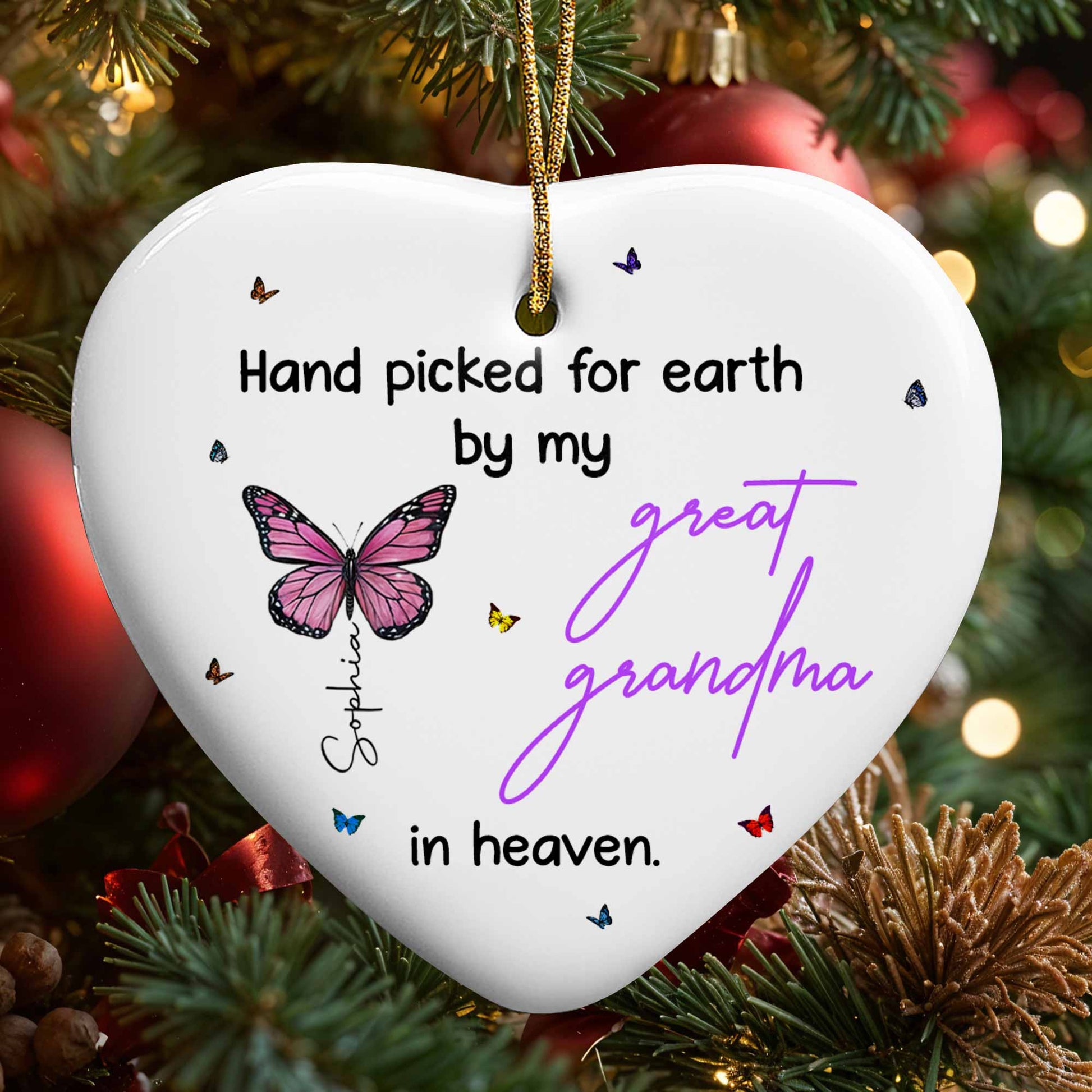 Hand Picked For Earth, Butterflies Heart Ornament